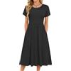 MOLERANI Abito da Donna Elegante Abito Casual con Maniche Corte a Petalo e Scollo Rotondo Abito Midi Casual da Donna Abito da Spiaggia per Le Vacanze con Tasche Nero 2XL