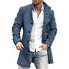shownicer Cappotto da Uomo Elegante Giacche di Media Lunghezza Slim Fit Caldo Trench Coat Casual Bottoni Cappotto Stampa Giacca Autunno Inverno