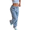 Generico Donne Gamba Larga Jeans Elasticizzati Stile Ragazza Streetwear Baggy Denim Pantaloni Casual da Donna Pantaloni XS-XL