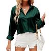 HANERDUN Camicia Donna Elegante Camicia Button Down in Raso di Seta Maglia a Tinta Unita Top
