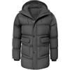 heekpek Giubbotto Invernale Uomo Cappotto con Cappuccio Idrorepellente Lungo Giacca Imbottito in cotone Giacconi Invernali Parka da Sci Snowboard Trekking, Grigio scuro, L