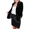 Shevog Giacca blazer da donna in velluto ufficio lavoro manica lunga button up cardigan cappotto top, Nero , 46