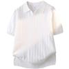 Generic Polo da uomo a righe con scollo a V, maniche corte, traspirante, in maglia, vestibilità aderente, per vacanze estive e resort, maglietta casual