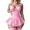 FEOYA Set di lingerie sexy da donna, in pizzo, body da notte con perizoma Teddy Babydoll Negligee Dress S-XXL, Colore: rosa., L