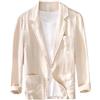 ABARTY Giacca Blazer da Uomo Giacca da Abito Casual Elegante A Righe in Lino vestibilità Slim Blazer da Abito A Due Bottoni Giacca Estiva Leggera Sfoderata Cappotto da Lavoro Sportivo da Lavoro KH