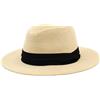 Carnavalife Cappello Panama Estivo, Cappello di Paglia Panama per Donna e Uomo Unisex, Cappello a Tesa Larga UPF 50 Pieghevole e Intrecciato Intensivo, Beige Nastro Nero Triplo, 57