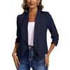 MISS MOLY Giacca Donna Elegante con Manica 3/4, Giacca Casual Open Front con Tasche per Ufficio e Lavoro, Blazer Chic per Donna