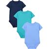 TupTam Body Neonato - Set 3 in Cotone 100%, Bambino 0-3 Mesi, Comodi e Traspiranti, Unisex, Blu Denim/Blu Scuro/Verde Scuro, 104
