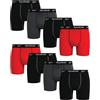 Reebok Boxer da uomo, confezione da 8 pezzi, con tasca profilata, cavallo 15,2 cm, Nero/Rosso/Grigio, X-Large