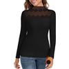 WOWENY Maglia termica da donna a maniche lunghe, top caldi in pizzo, pullover, maglia termica da donna, maglia funzionale, pullover a collo alto, canottiera invernale, Nero , L