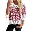 Demegimi Maglioni Natalizi Pullover Natale Maglietta a Manica Lunga Donna Maglione Natalizio Fiocco Neve Alce Girocollo Donna a Maniche Lunghe Maglione Festa Natale