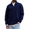 Generisch Felpa da uomo a mezza zip senza cappuccio, casual, tinta unita, con colletto alto, oversize, sportiva, a maniche lunghe, calda, classica, per il tempo libero, Blu marino, 3XL
