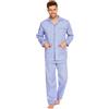 Amaxer Classico Pigiama da Uomo in Due Pezzi,in Cotone,da Notte,a Maniche Lunghe,con Tasche,con Coulisse,Stampa Blu Marina,M