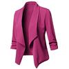 Onsoyours Blazer Donna Elegante Casual Giacche da Abito Slim Fit Manica 3/4 Aperto Davanti Colletto Cappotto Elegante Ufficio Business Blazer Top Cardigan Fucsia 3XL