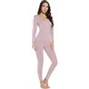 Mcilia - Completo Intimo Termico da Donna, Modale Ultra Sottile, con Scollo Rotondo, Camicia a Maniche Lunghe & Leggings, Pelle Rosa Small (EU 34 36 38)