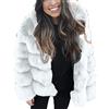 YAOTT Donna Casuale Morbido Giacca con Cappuccio in Pelliccia Sintetica Ecologica di Volpe Cappotto Corto Cardigan a Manica Lunga Capispalla Caldi e Soffici Top in Pile