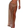 ORANDESIGNE Gonna di Tulle da Donna Lungo Copricostume Donna Curvy Copri Costume da Spiaggia Beach Wrap Sarong Nappe Copribikini Costume da Bagno Bikini Cover Up E Oro XL