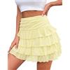 Adigaber Donna Mini Gonna Volants Tinta Unita con Pantaloncini