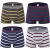 Nuofengkudu Uomo Boxer Mutande Striscia Print Boxer Aderenti Pantaloncini Sportivi Traspiranti Elasticizzato Shorts Intimo Regalo Underwear Camicie da Notte 4 Pack(Trunks-3,L)