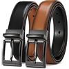 CHAOREN Cintura Uomo Pelle, 1 Cintura Nero/Marrone - 2 Colori in 1 Cinta, Reversibile Con Fibbia Girevole 32mm per Abito e Business