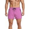 Donason Costume da Bagno Uomo, Pantaloncini Sportivi da Uomo Asciugatura Rapida Pantaloni Corti da Corsa Calzoncini da Surf sulla Spiaggia con Fodera in Mesh e Tasche (XL, Rosa-Viola)