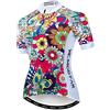 JPOJPO Maglia da ciclismo da donna, a maniche corte, con teschio