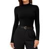 SHAPERIN Maglietta Dolcevita Donna Manica Lunga Top Aderente Collo Alto Camicetta Elegante Turtleneck Shirt, Nero, L