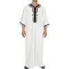 RUMAOZIA Caftano musulmano Uomo Vestiti musulmani Collo alto Camicie Abbigliamento etnico islamico Ricamato Elegante Abbigliamento da preghiera per uomini Confortevole Arabia Saudita Costumi
