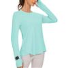 IECCP Camicetta Sportiva da Donna, a Maniche Lunghe, UPF 50+, Protezione dai Raggi UV, Maglietta a Maniche Lunghe, vestibilità Sottile, con Foro per Il Pollice, rashguards