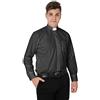 IvyRobes Camicia Prete a Maniche Lunghe da Uomo Clergyman con Colletto Sacerdote per Unisex Grigio