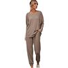 Peuignao Tuta Pigiama Donna Manica Lunga Pyjama Donna Homewear Donne Loungewear Set Pigiami Invernali Femminili Pyjamas Tutone Pigiama Oversize Femminile Taglie Forti Grande Morbido Larghi Simpatici Caffè M