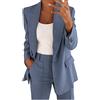 Fulidngzg Tailleur Donna Eleganti Invernali Giacca con Revers e Bottoni Pantaloni per Ufficio Lavoro Occasioni Formali e Eventi Business Completo Slim Fit Comfort Casual Curvy per Laurea,Blu,L