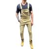 ORANDESIGNE Salopette Uomo in Denim Casual Pantaloni Strappati Uomo in Tinta Unita Salopette Uomo Jeans Slim Fit Moda Ragazzo Jumpsuit Pagliaccetti da Lavoro con Bretelle