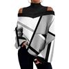 shownicer Maglia Maniche Lunghe Donna Taglie Forti Senza Spalline Magliette Bluse con Pizzo T-Shirt Tops Manica Lunga con Spalle Scoperte Maglietta Superiore Felpa A Bianco M