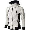 Oanviso Felpa Uomo con Zip e Cappuccio Slim Fit Invernale Giacca Felpata Hoodie Sweatshirt Maglia di Tuta Felpe Sportiva Maglione A Bianco M
