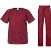 B-well Cesare Uniforme Sanitaria Donna e Uomo Unisex Set con Camice e Pantalone (M, Burgundy)