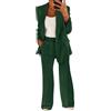 shownicer Tailleur Donna Eleganti Pantaloni e Giacca da Cerimonia Completo Blazer a Maniche Lunghe Tuta Elastici in Vita Set di Abiti in Tinta Unita Due Pezzi Elegante Suit A Verde M