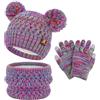 ZASFOU Bambini Cappello Invernale Sciarpa Guanti Touch Screen Set 2 3 4 5 6 7 Anni Berretto Cappelli in Maglia con Pompon Scaldacollo Guanto Regali per Ragazze Ragazzo