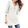 Generic Maglione Lungo Donna Maglia Maniche Lunghe Cotone Maglione da Donna con Scollo A V E Cerniera Tinta Unita A Maniche Lunghe Invernale Maxi Maglia per Leggings White XL