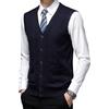Oanviso Gilet Cardigan da Uomo Giacca a Maglia Senza Maniche Maglione con Scollo a V e Bottoni Pullover Elegante Autunno B Blu XL