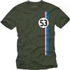 MAKAYA Maglietta Uomo Herbie 53 Motivo Vintage Tuning T-Shirt Retro Regali per Amanti delle Auto Verde Taglia M