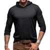 Oanviso Maglietta Manica Lunga con Cappuccio Uomo Leggera Maglia T Shirt Sottogiacca Slim Palestra Bodybuilding Pullover Felpa Tuta Sport Stile Casual Sweat Hoodie Tee Shirt Nero M