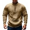 Generisch Felpa da uomo in tinta unita con cerniera, pratica, maglione da lavoro, comodo, caldo, maglione invernale elasticizzato, a collo alto, casual, attillato, maglione da uomo, cachi, 5XL