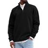 Generisch Felpa da uomo a mezza zip senza cappuccio, casual, tinta unita, con colletto alto, oversize, sportiva, a maniche lunghe, calda, classica, per il tempo libero, Nero , S
