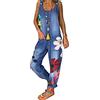 ORANDESIGNE Salopette Larghe da Donna Senza Maniche Boho Tuta Bretelle Pantaloni Estivi a Fiori retrò Salopette in Denim Pantaloni Lunghi a Gamba Larga Pantaloni con Bretelle