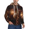 PQruop Felpa con cappuccio in pile da uomo con stampa galassia Space Planet con coulisse, una calda felpa con cappuccio, Nero , M