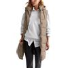 Generic Gilet da donna caldo di media lunghezza leggero trapuntato gilet piumino gilet da donna in cotone imbottito gilet con cappuccio antivento, cachi, M