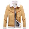 YAOTT Cappotto Uomo Super Morbido Bomber Giacca in finta pelle scamosciata Stile motociclista Risvolto Casual Cappotti Parka interna/interna in Pile Termici Ispessiti Cammello M