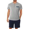 Aseniza Pigiama Uomo Estivo Corto in Cotone con Bottoni Pigiami Due Pezzi da Uomo Maniche Corte con Pantaloncini Home S-XXL(Grigio&Blu Scuro,XL)