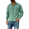Genérico Camicia di Jeans Uomo Manica Lunga Vintage Giacca Casual Denim Camicie Uomo Oversize Giacca Camicia Elegante Manica Lunga Retro, A Verde, L
